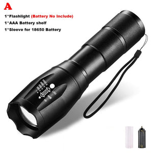 LED Flashlight Ultra Bright Torch T6/L2- Waterproof & Rechargeable 18650 Battery
