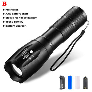 LED Flashlight Ultra Bright Torch T6/L2- Waterproof & Rechargeable 18650 Battery